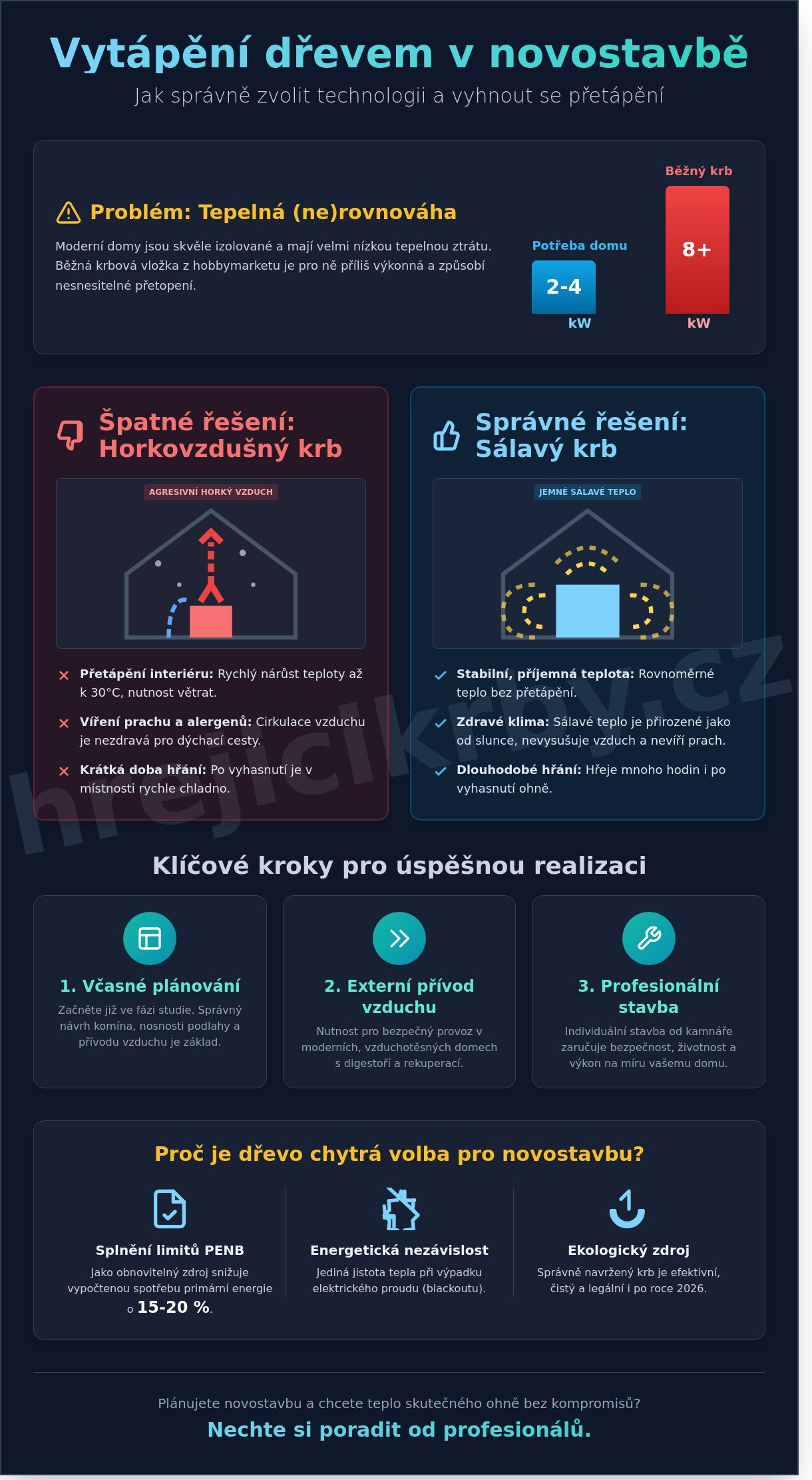 Vytápění dřevem v novostavbě: Jak si užít živý oheň bez přetápění domu?